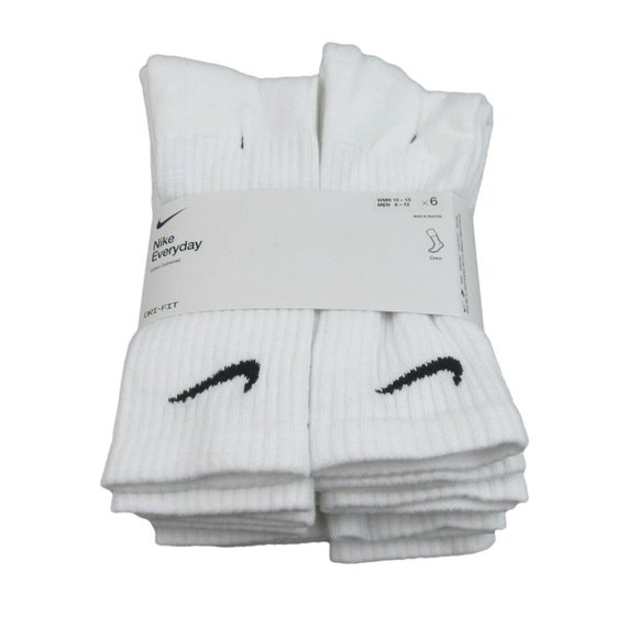 Nike Other - Nike Everyday Cushion Crew Socks White 6 Pack Mens Size 8-12 NEW
